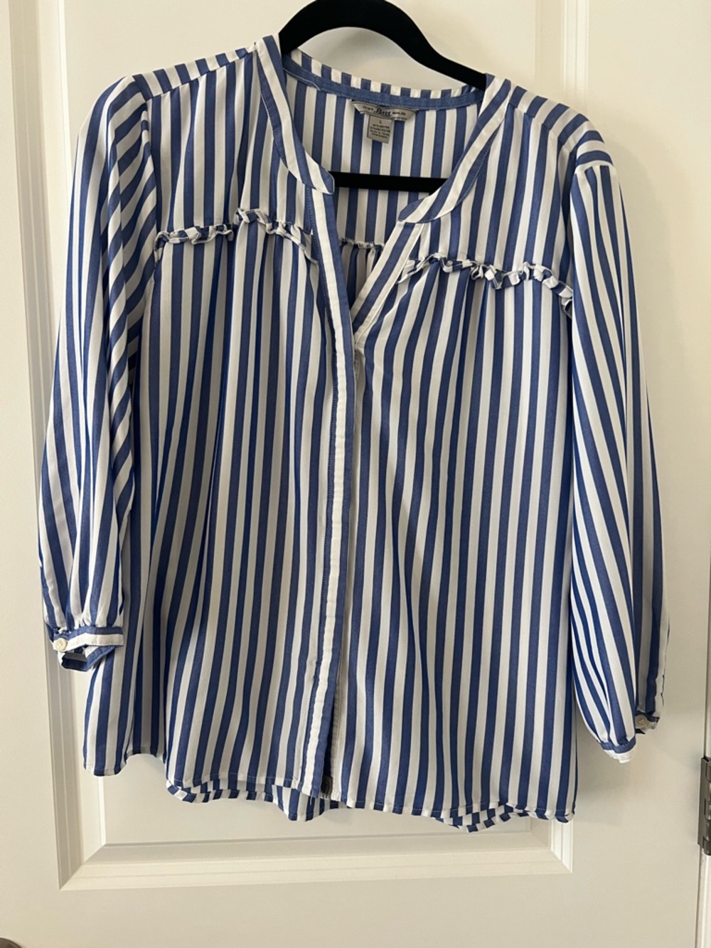 Bass Blue and White Vertical Stripe Shirt